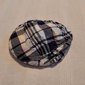 Janie and Jack boys size 6-12 months newsboy hat, blue plaid. VGUC